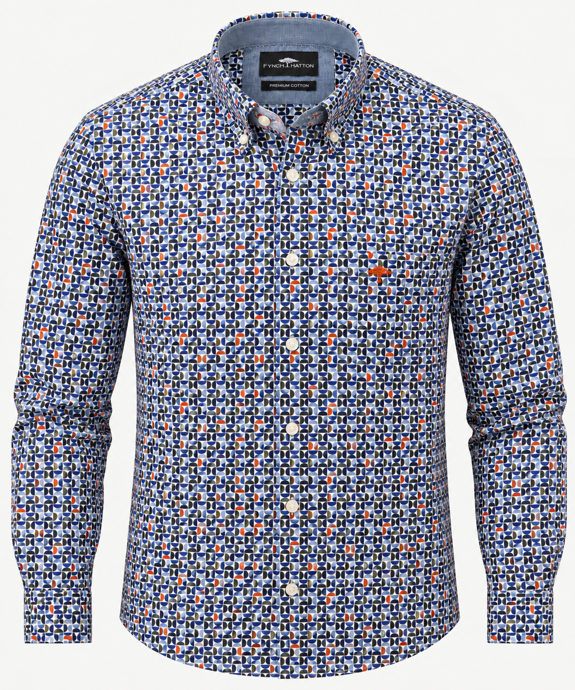 Fynch-Hatton long sleeve cotton print shirt