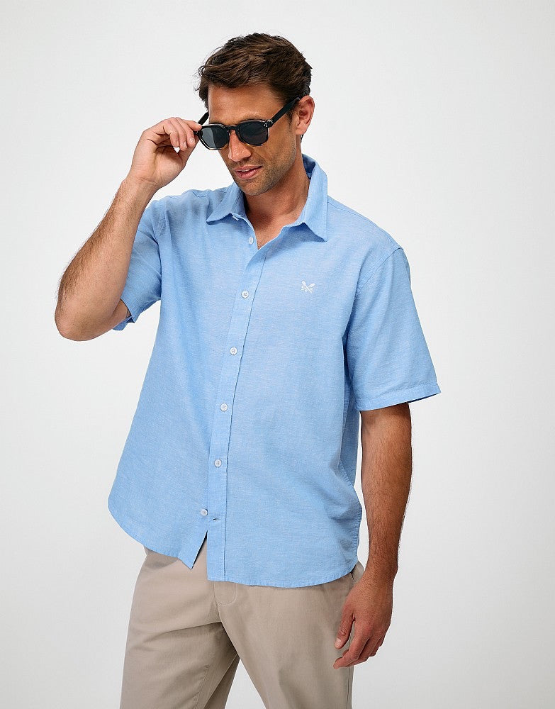 Crew clothing linen blend short sleeve shirt