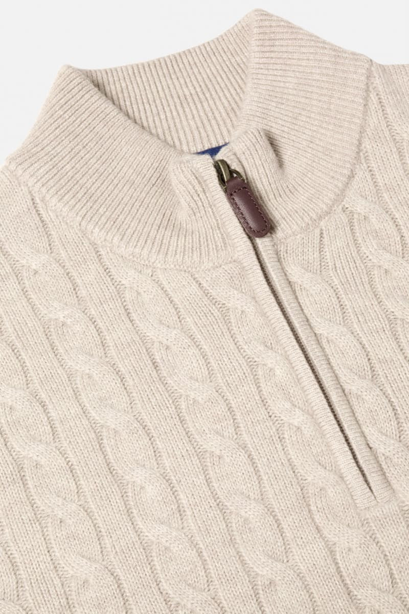 Benetti Merino wool cable knit 1/4zip