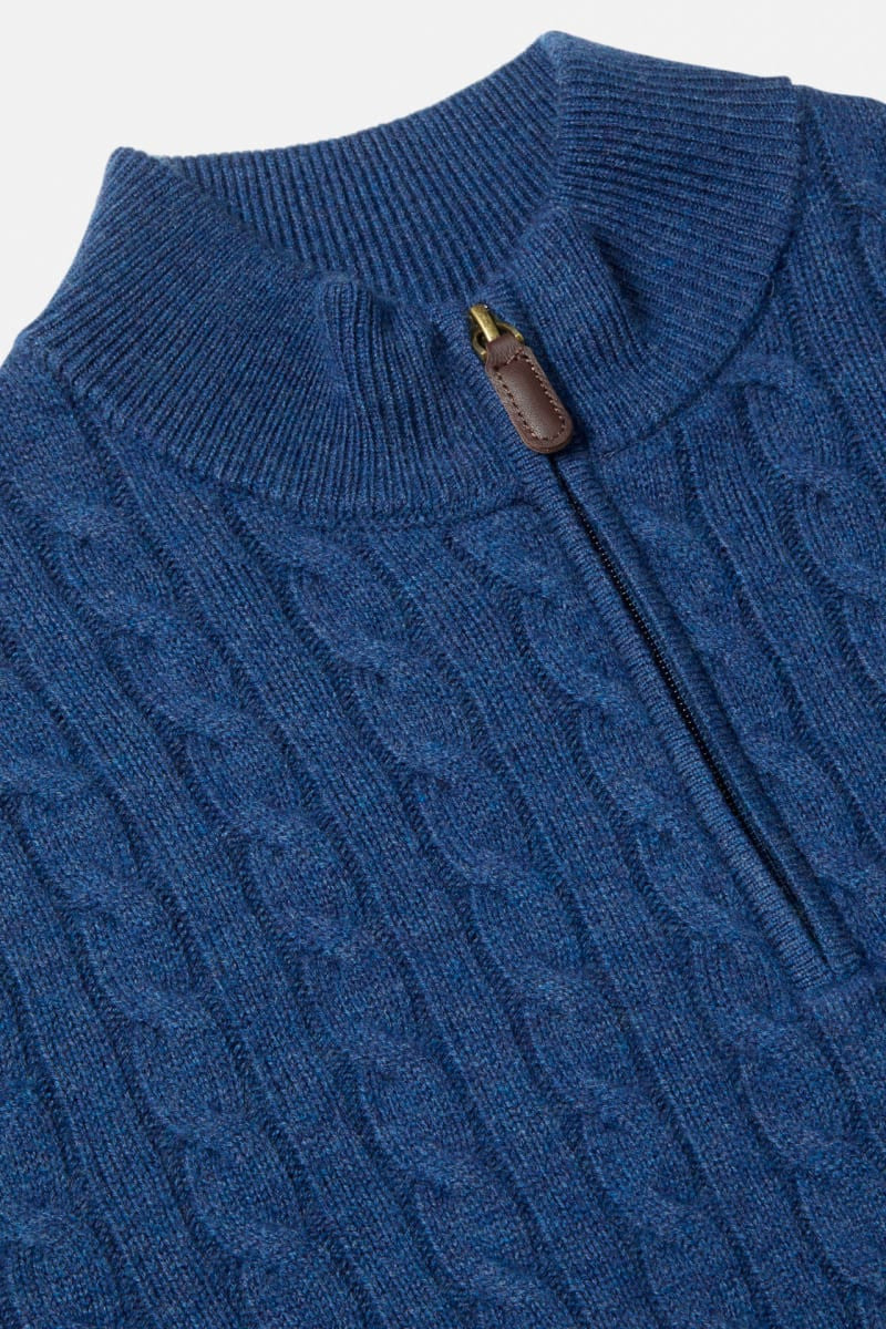 Benetti Merino wool cable knit 1/4zip