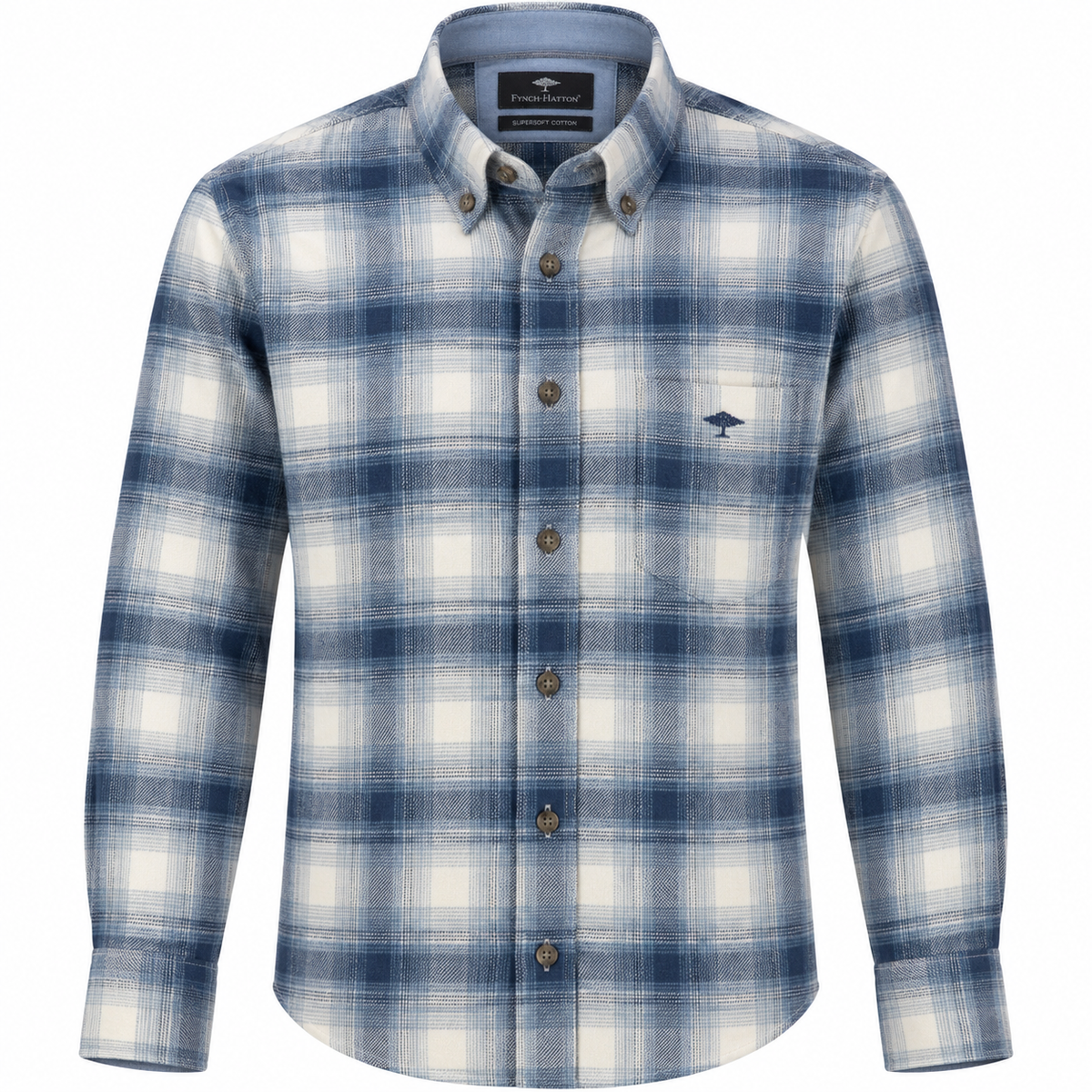 Fynch-Hatton long sleeved cotton check shirt