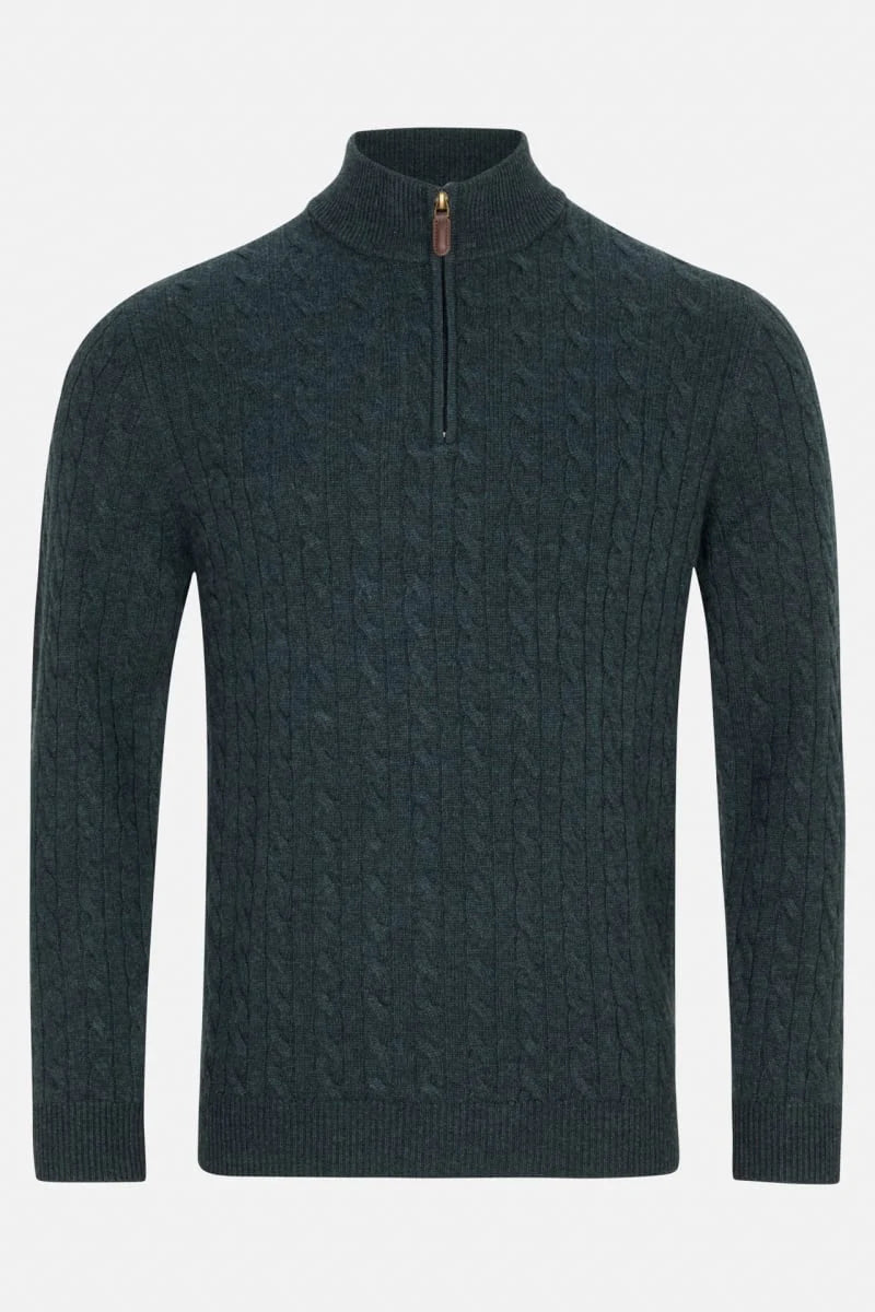 Benetti Merino wool cable knit 1/4zip
