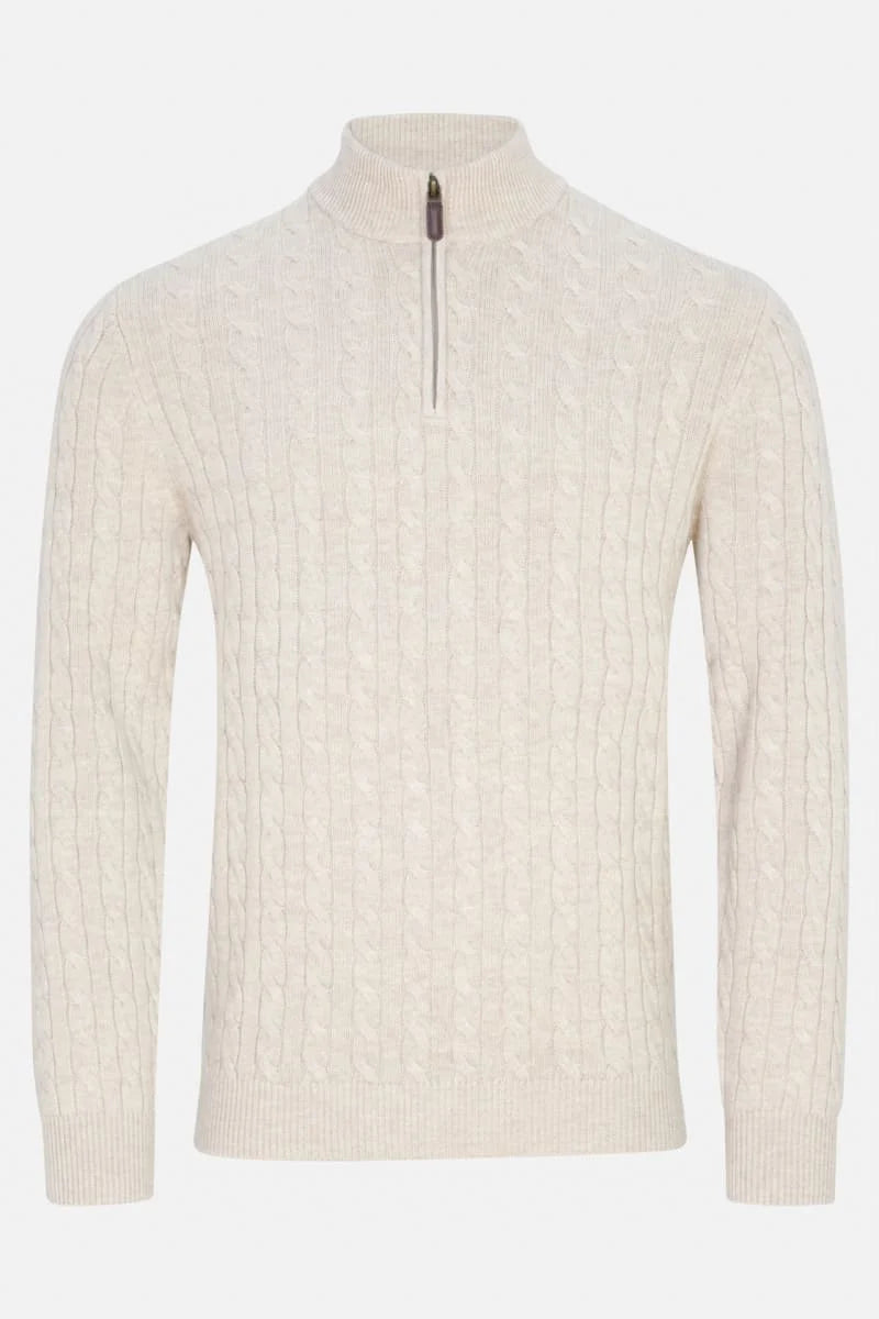 Benetti Merino wool cable knit 1/4zip