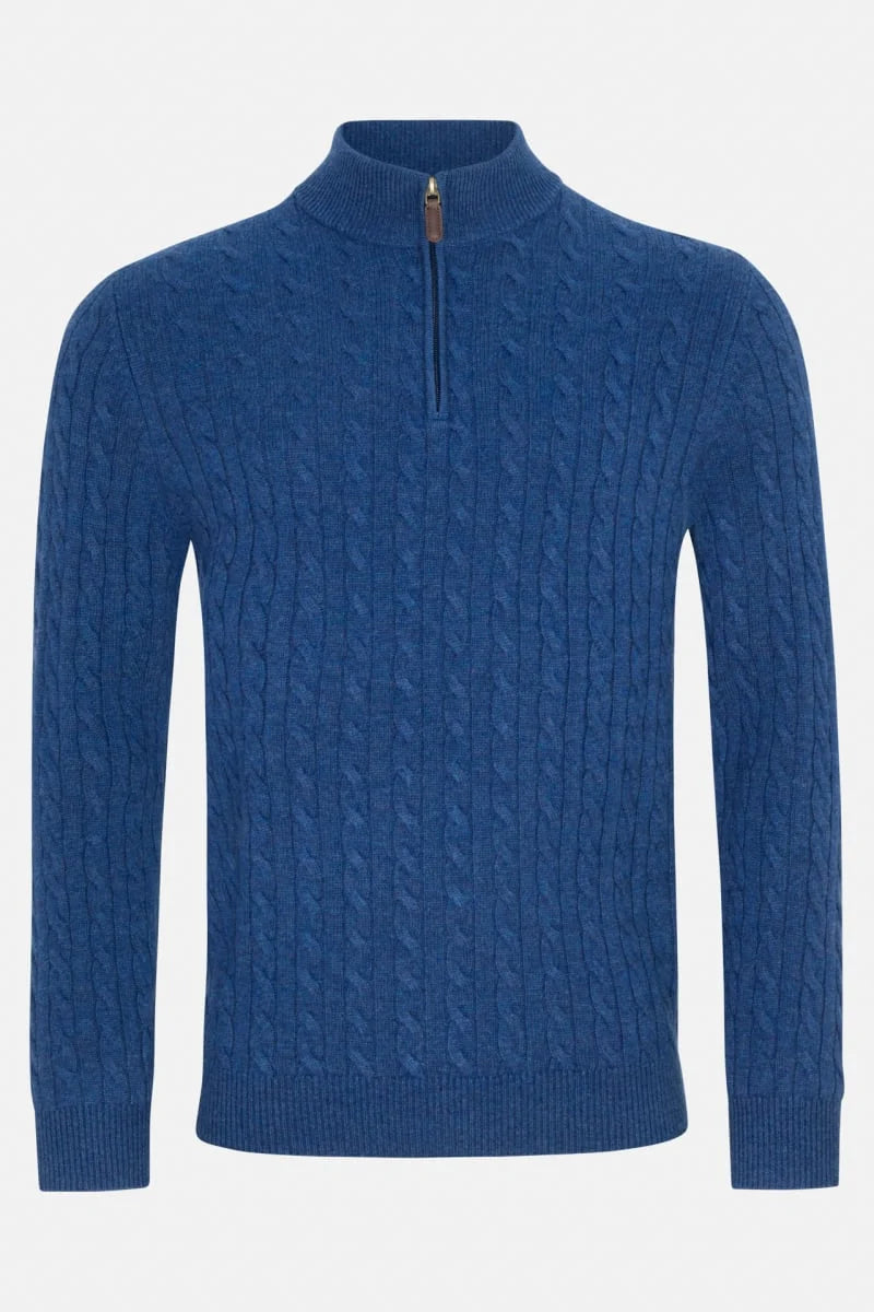 Benetti Merino wool cable knit 1/4zip